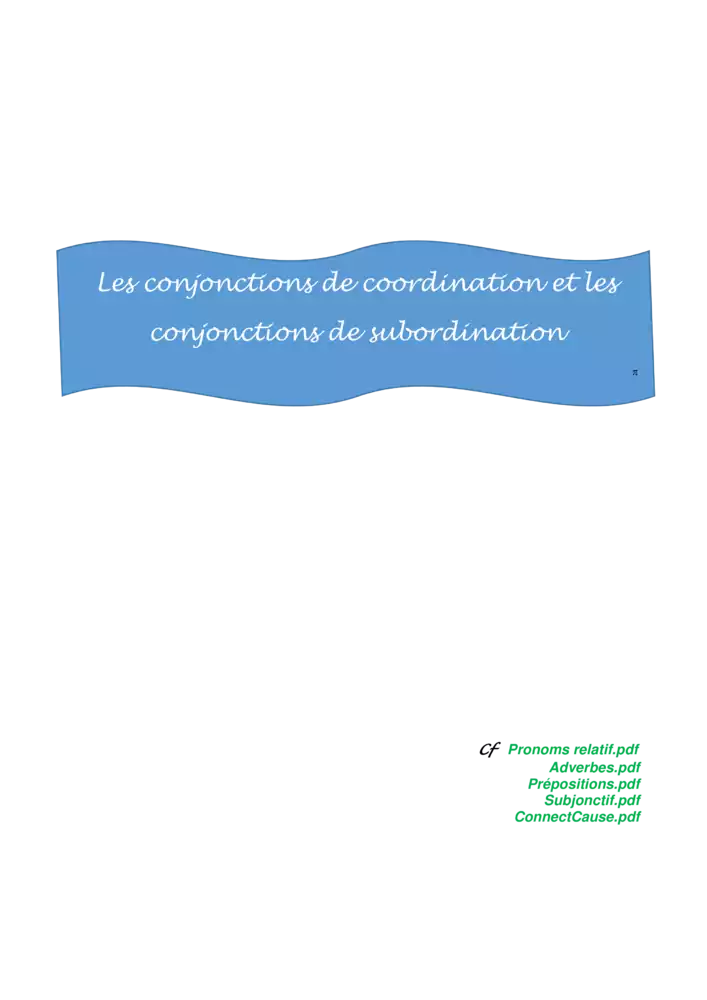 Les Conjonctions De Coordination Et De Subordination PDF